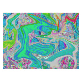 Colorful Lime Green Abstract Retro Liquid Art Tafelkleed
