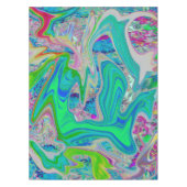 Colorful Lime Green Abstract Retro Liquid Art Tafelkleed (Voorkant)