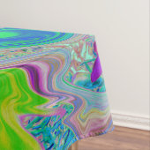 Colorful Lime Green Abstract Retro Liquid Art Tafelkleed (Voorbeeld)