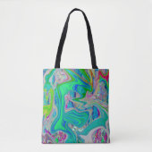 Colorful Lime Green Abstract Retro Liquid Art Tote Bag (Voorkant)