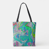 Colorful Lime Green Abstract Retro Liquid Art Tote Bag (Achterkant)