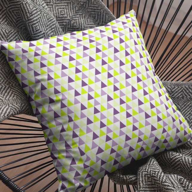 Colorful Lime Green Paars Geometric Pattern Kussen (Creator heeft geüpload)
