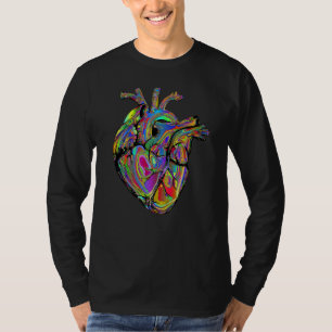 Colorful Line Art Human Heart Anatomie T-shirt