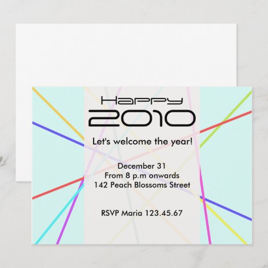 Colorful Lines Invitation Card Kaart (Voorkant / Achterkant)