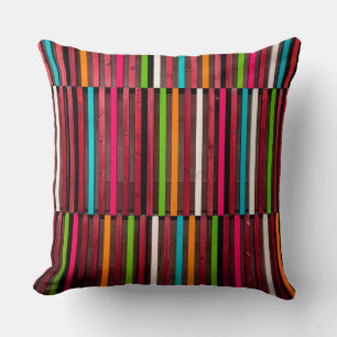 Colorful Lines Wood Blue Oranje Pattern Kussen