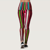 Colorful Lines Wood Blue Oranje Pattern Leggings (Achterkant)