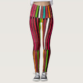 Colorful Lines Wood Blue Oranje Pattern Leggings (Voorkant)