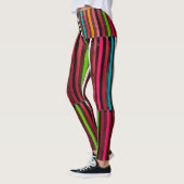 Colorful Lines Wood Blue Oranje Pattern Leggings (Links)