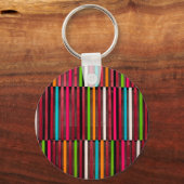 Colorful Lines Wood Blue Oranje Pattern Sleutelhanger (Voorkant)