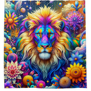 Colorful Lion Art Douchegordijn