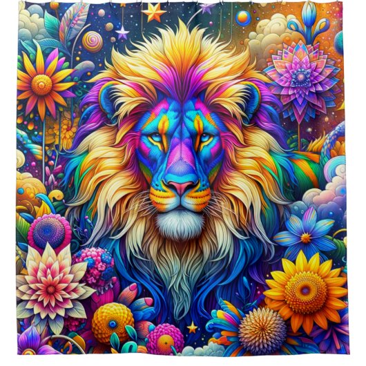 Colorful Lion Art Douchegordijn (Voorkant)