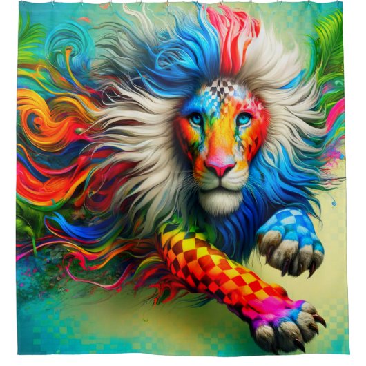 Colorful Lion Art Douchegordijn (Voorkant)