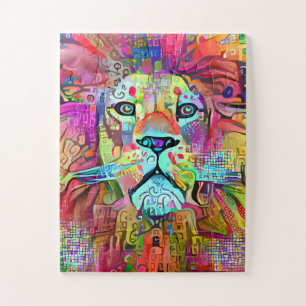 COLORFUL LION ART JIGSAW PUZZZLE LEGPUZZEL