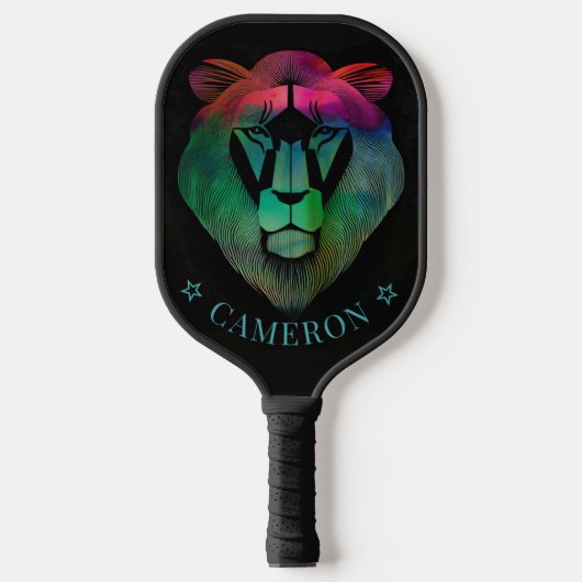 Colorful Lion Cool Chic Modern Grafisch Aangepaste Pickleball Paddle (Voorkant)