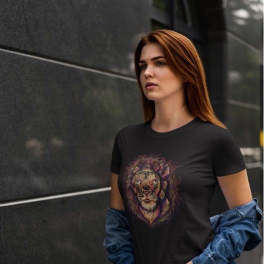 Colorful Lion Face T-shirt