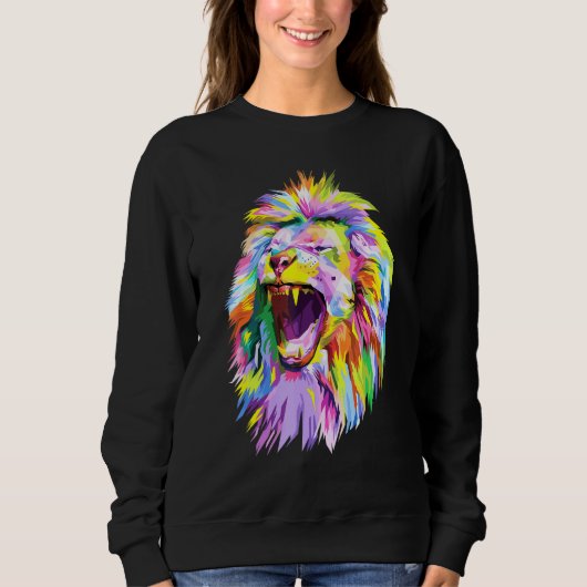 Colorful Lion Head Pop Art voor leeuwen Trui (Voorkant)