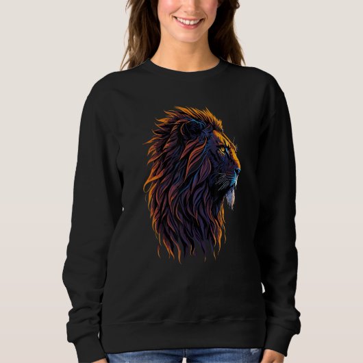 Colorful Lion Illustration Pride Animal Strong Gra Trui (Voorkant)