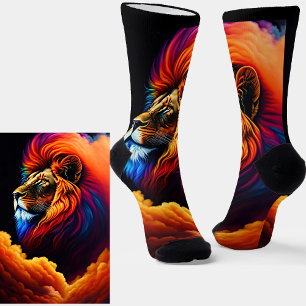 Colorful Lion met Cloud Smoke Mane op Black Sokken
