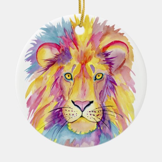 Colorful Lion Portret Keramisch Ornament (Voorkant)