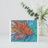 Colorful Lionfish "Glas in lood" Style Art! Briefkaart (Staand voorkant)
