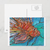 Colorful Lionfish "Glas in lood" Style Art! Briefkaart (Voorkant / Achterkant)