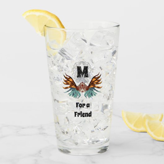 Colorful Lionfish Monogram Glas (Voorkant ijs)