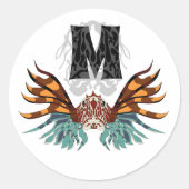 Colorful Lionfish Monogram Ronde Sticker (Voorkant)