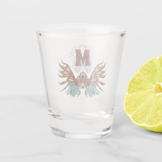 Colorful Lionfish Monogram Shot Glas (Achterkant)
