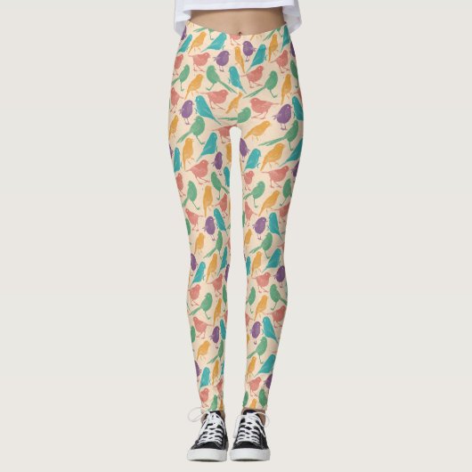 Colorful Little Birds Pattern Leggings (Voorkant)