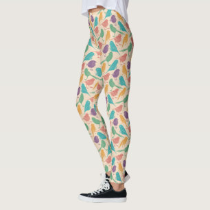 Colorful Little Birds Pattern Leggings