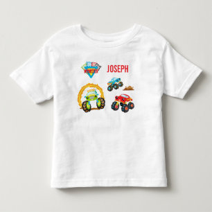 Colorful Little Boy Monster Trucks met voornaam Kinder Shirts