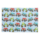 Colorful Little Boy Monster Trucks met voornaam Kussensloop (Achterkant)