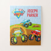 Colorful Little Boy Monster Trucks met voornaam Legpuzzel (Verticaal)