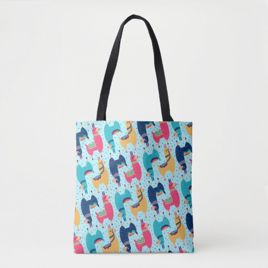 Colorful Llama Alpaca Lama Animal Pattern Tote Bag (Voorkant)