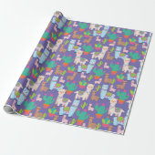 Colorful Llama en Cactus Pattern Cadeaupapier (Uitgerold)