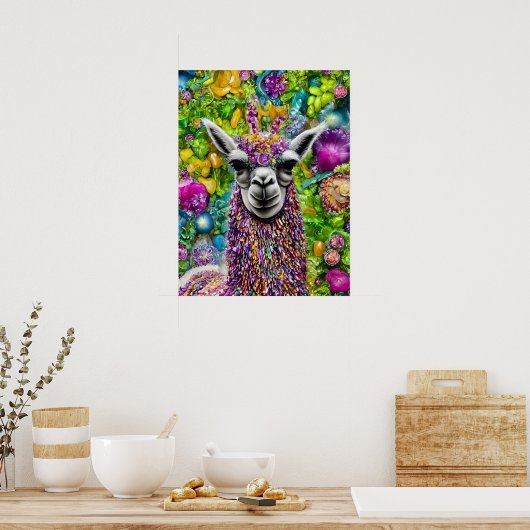 Colorful Llama Poster (Keuken)