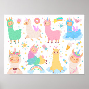 Colorful Llamacorns Poster