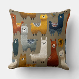 Colorful Llamas And Alpacas Mingle Kussen