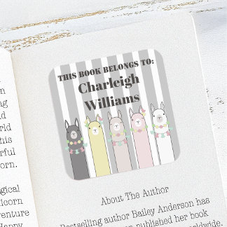 Colorful Llamas Dit boek behoort tot de boekplaat Vierkante Sticker