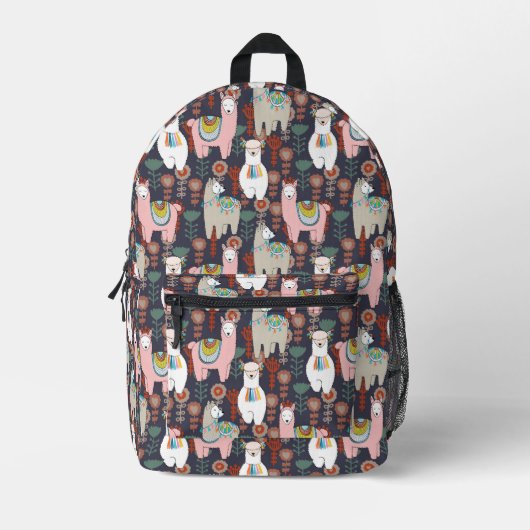 Colorful Llamas Pattern Bedrukte Rugzak (Voorkant)