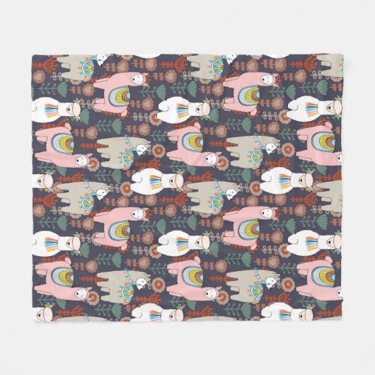 Colorful Llamas Pattern Fleece Deken (Voorkant (Horizontaal))