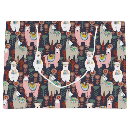 Colorful Llamas Pattern Groot Cadeauzakje (Voorkant)