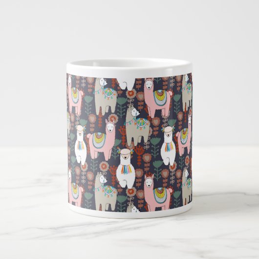 Colorful Llamas Pattern Grote Koffiekop (Voorkant)