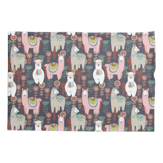 Colorful Llamas Pattern Kussensloop (Achterkant-Links)