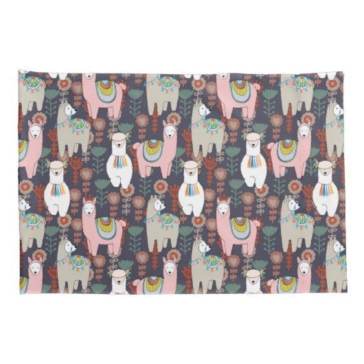 Colorful Llamas Pattern Kussensloop (Achterkant-Rechts)