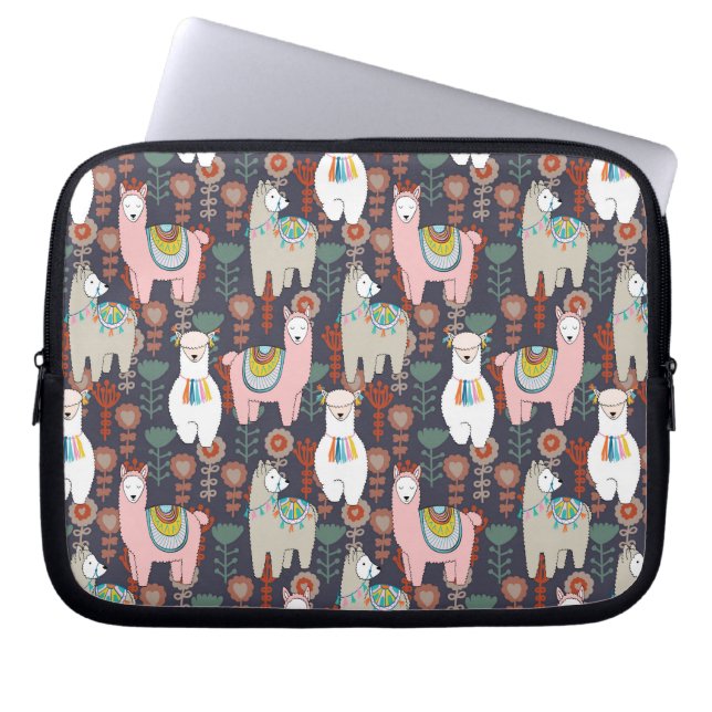 Colorful Llamas Pattern Laptop Sleeve (Voorkant)