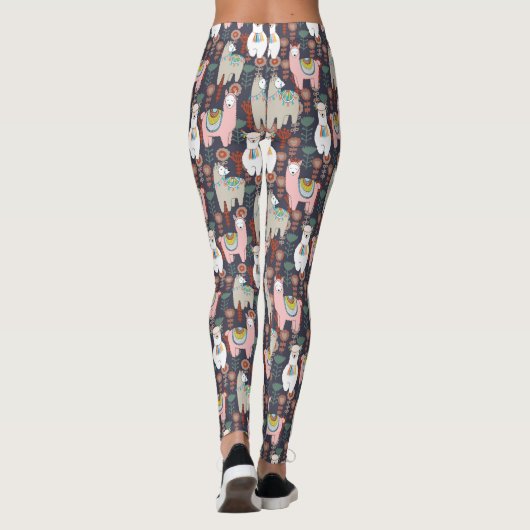 Colorful Llamas Pattern Leggings (Achterkant)