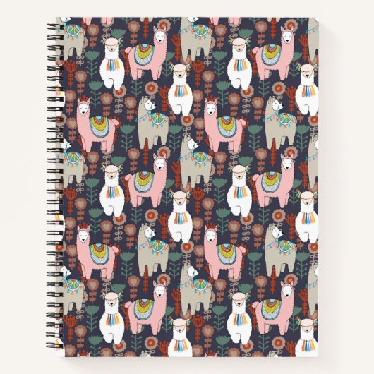 Colorful Llamas Pattern Notitieboek (Voorkant)