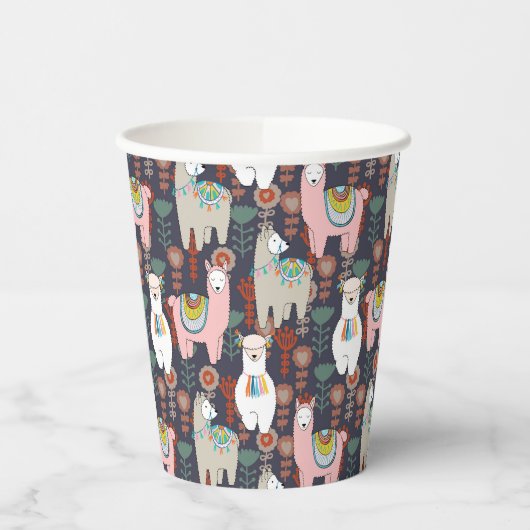 Colorful Llamas Pattern Papieren Bekers (Links)