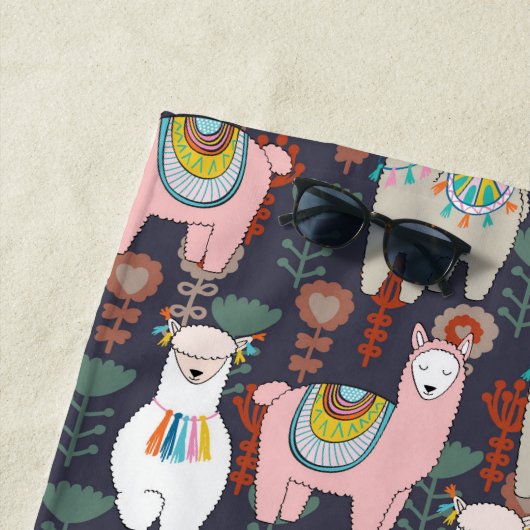 Colorful Llamas Pattern Strandlaken (In situ)